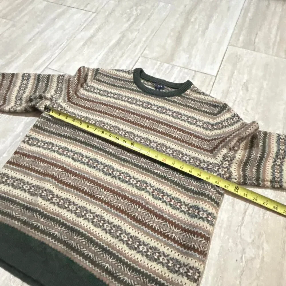 Vintage J. Crew LambsWool blend Fair Isle Stripe Crewneck Sweater Sz XL Heritage